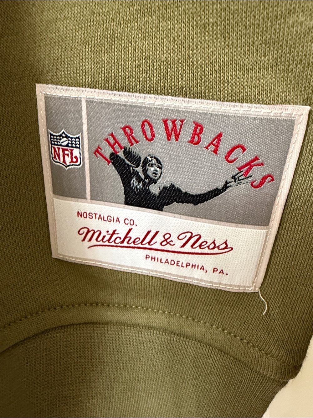 Mitchell & Ness Olive Green Philadelphia Eagles Pullover Sweatshirt - Picture 2 of 9
